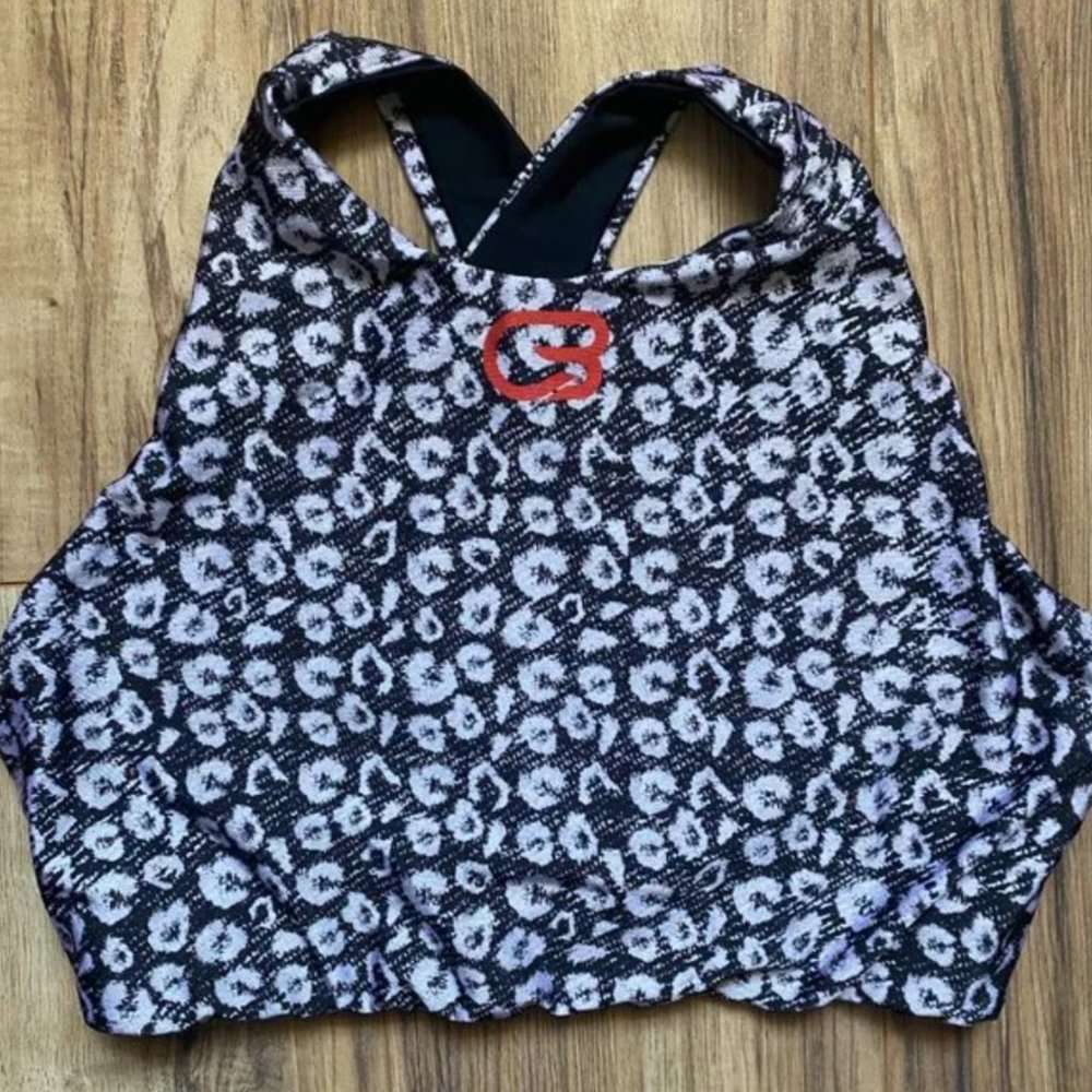 Cyclebar Leapord Print Longline High Neck Sports Bra